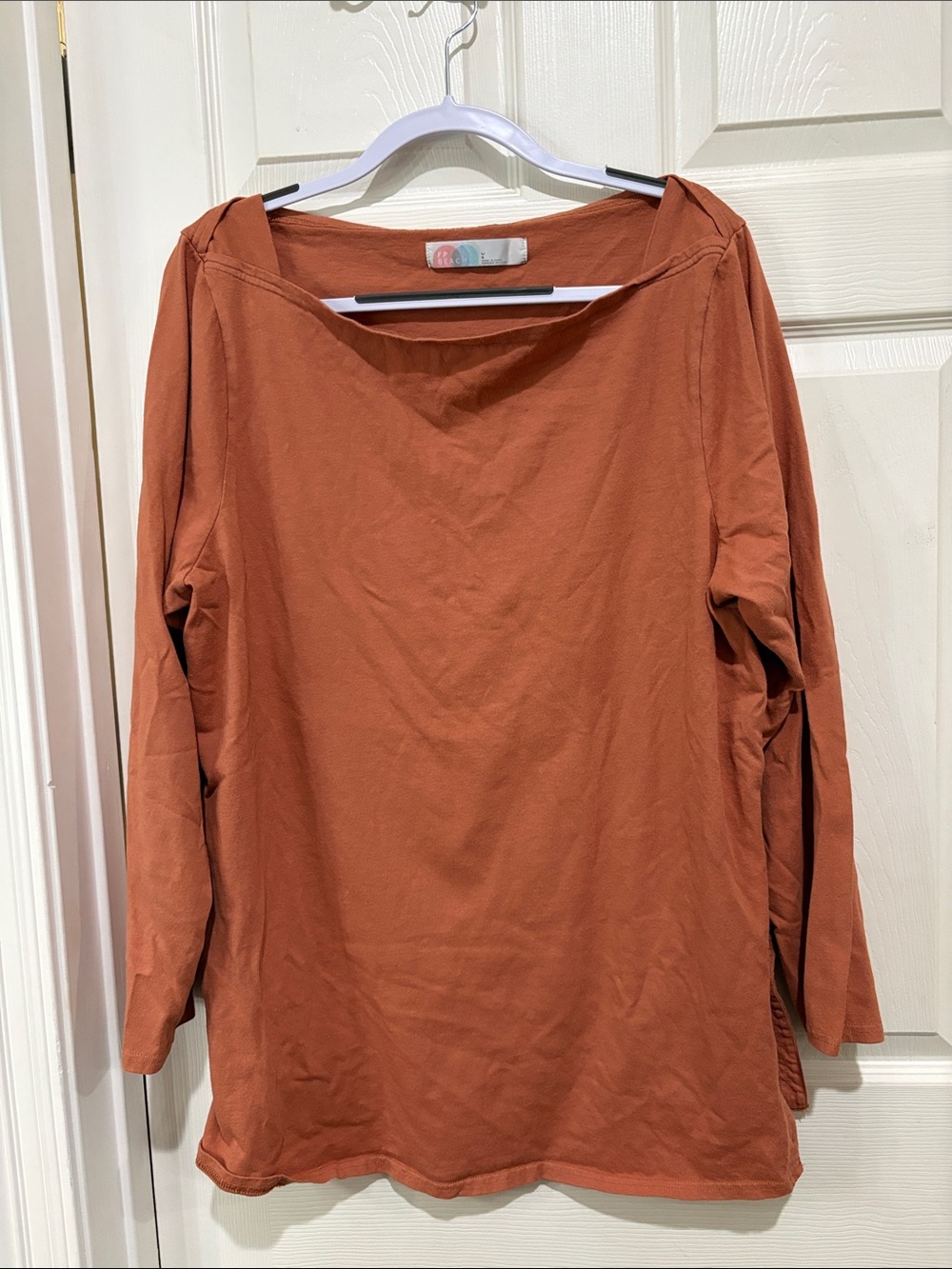 Free People Boatneck Long Sleeve long tunic top in Rust by FP Beach